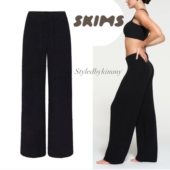 SKIMS COZY KNIT PANT Flare ONYX BLACK size S Small New NWT - Picture 1 of 8